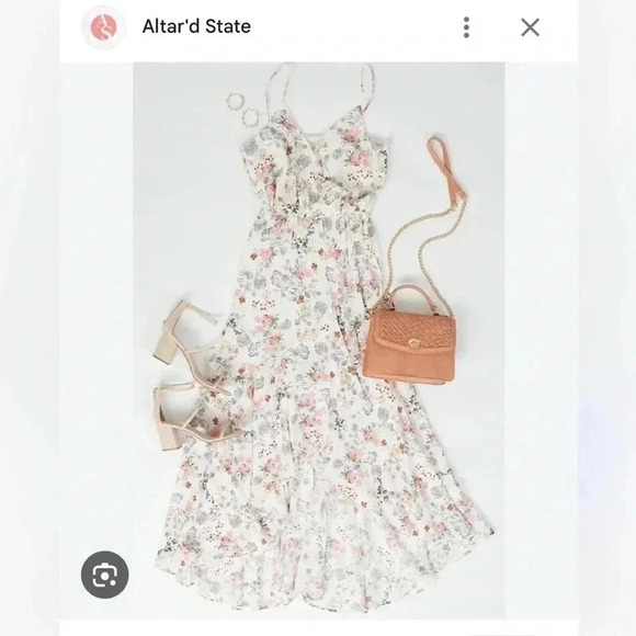 Altar'd State Avani Floral High Low Ruffle Maxi Long Dress Size Large - Picture 2 of 10